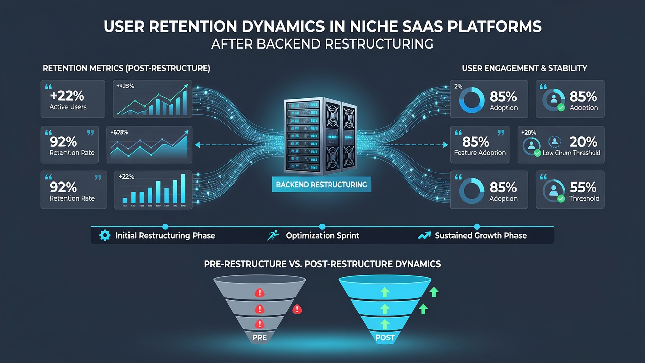 Graph illustrating engagement metrics before and after SaaS backend restructuring
